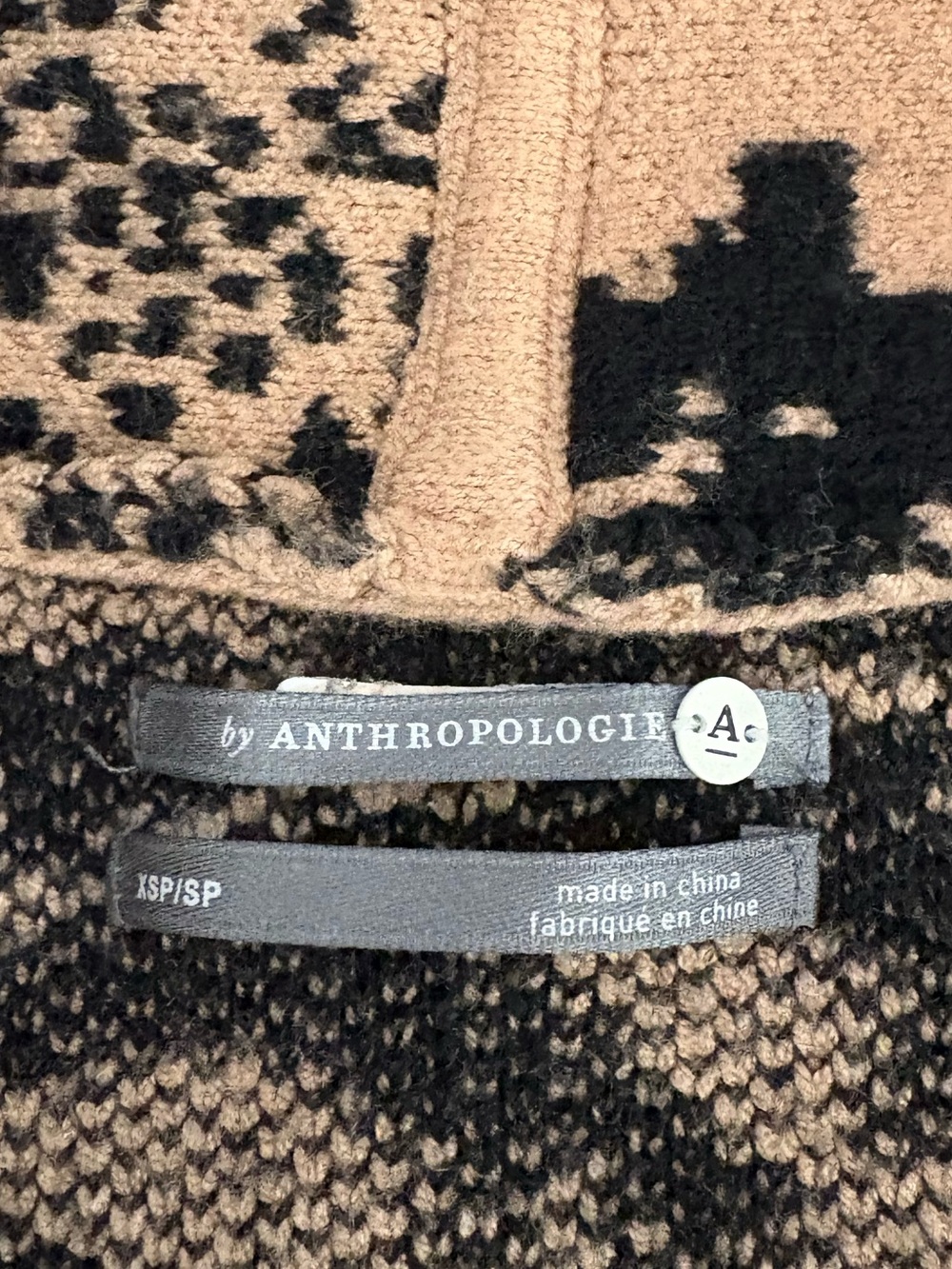 Anthropologie Tan and Black Patterned Men’s Cardigan Sweater